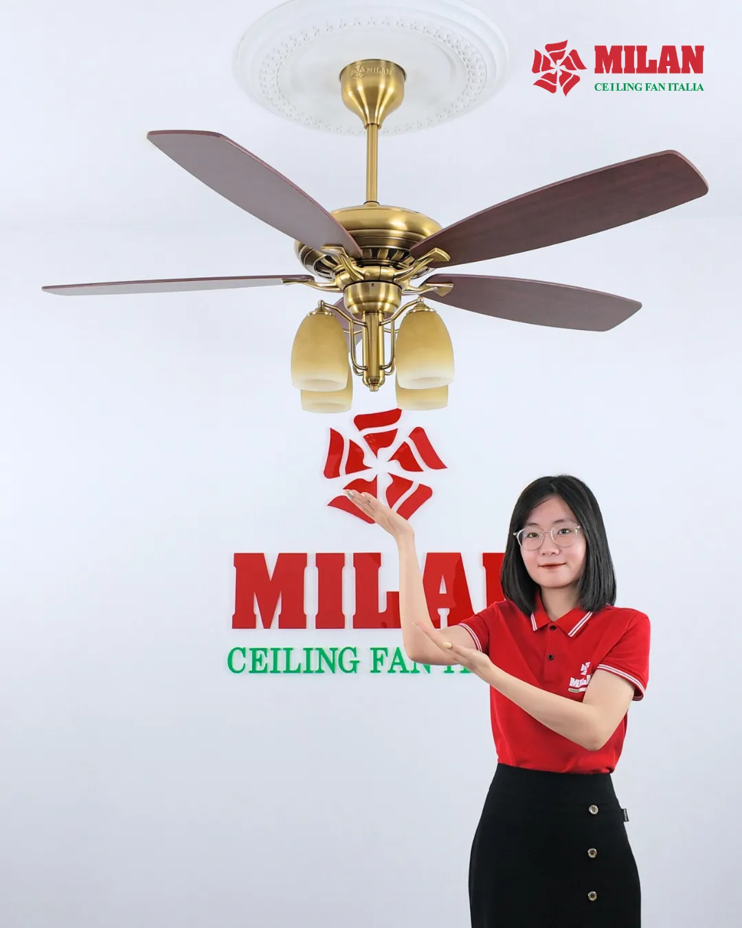 Quạt trần 5 cánh có đèn Milan FY508 phù hợp nhiều không gian.